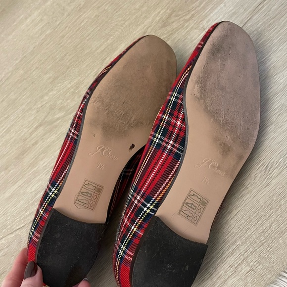 J. Crew Stewart Tartan Red & Black Plaid Smoking Slippers - Picture 8 of 8